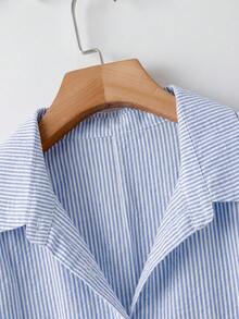 SHEIN CURVE+ 大尺碼女款春夏時尚休閒寬鬆舒適日常基本百搭顯瘦 - 淺藍色 - 查看 4