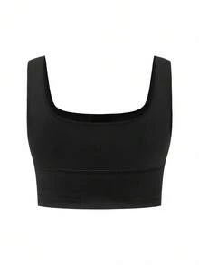 SHAPORA Plus Size Fashion Front Button Cropped Camisole Shapewear And Waist Cincher Shorts Set - Black - View 8