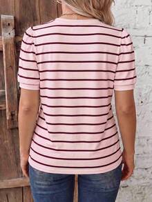 EMERY ROSE Women's Spring/Summer New Hot-Selling Striped Print Pattern Casual Versatile Round Neck Plus Size T-Shirt - Multicolor - View 2