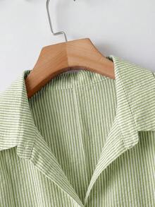SHEIN CURVE+ 大尺碼女款春夏時尚休閒寬鬆舒適日常基本百搭顯瘦 - 軍綠色 - 查看 4