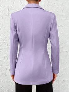 SHEIN Cottnline 女士雙排扣西裝領職業長袖西裝外套 - 紫丁香色 - 查看 2
