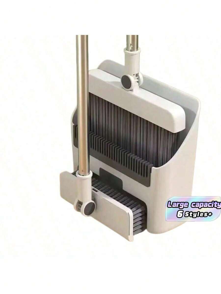 Three-In-One Broom Dustpan Set, Which Integrates Broom, Dustpan And Hidden Brush, 180 Rotation Without Dead Angle Cleaning, Automatic Rebound And Leak-Proof Scanning, Scraping Hair Without Hand Pulling, Folding And Standing Storage, Saving Space, Making Home Cleaning More Efficient And Convenient. - Triple - View 1