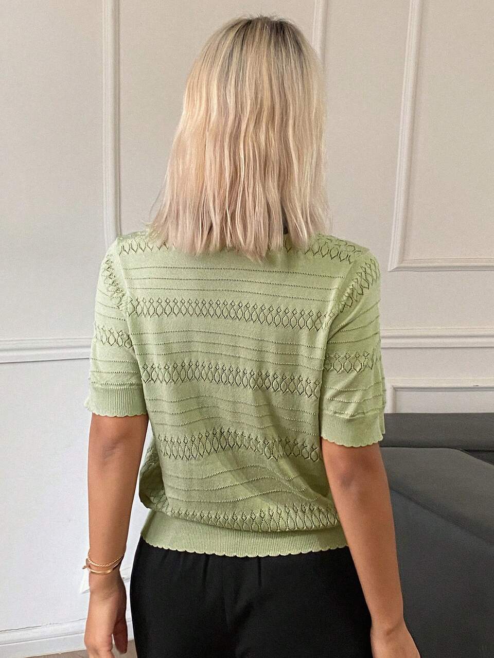 Patchwork Contrast Color Loose Short Sleeve Casual Vacation Summer Women's Knit Top