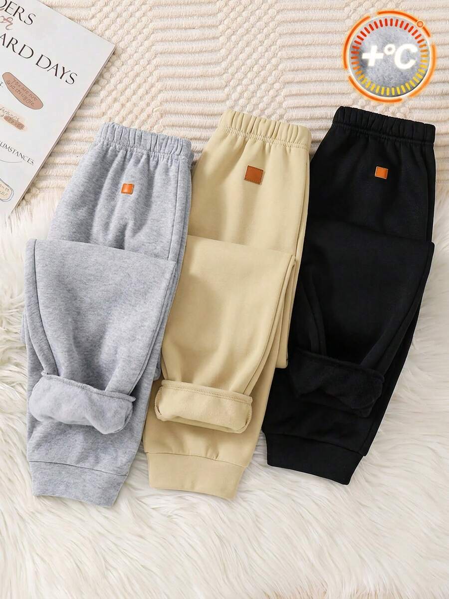 SHEIN 青少年男孩彈性腰帶休閒百搭日常運動長褲 - 彩色 - 查看 1