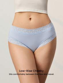 LUVLETTE 3-Pack Lace Trim Low Rise TENCEL™ Modal Cheeky Women Underwear Panties Set - Multicolor - View 11