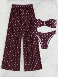 Costavie Vacation Beach Polka Dot Print 3 PiecesSeparates Swimsuit - Multicolor - View 4