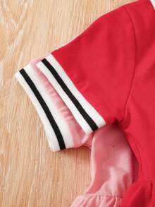 SHEIN 女嬰休閒簡約翻領字母印花連身褲 春夏款 - 彩色 - 查看 3