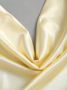 Sweetra Women's New Fashion Versatile Cream Satin Glossy Halter Neck Deep V Pleated Cinched Waist Backless High-End Short Dress - Light Yellow - View 7