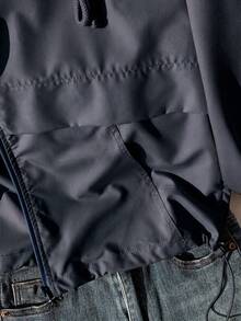 SHEIN EZwear 海軍藍大尺碼女款休閒長袖拉鍊連帽外套 秋季 - 藏蓝色 - 查看 6