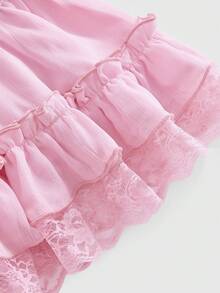 ROMWE Kawaii Cute Sexy Mesh Lace Pendant Ruffle A-Line Women's Cami Tank Top - Pink - View 4