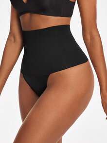 SHAPORA Pantalones De Mujer De Color Sólido De Cintura Alta Para Controlar El Abdomen - Negro - Ver 3