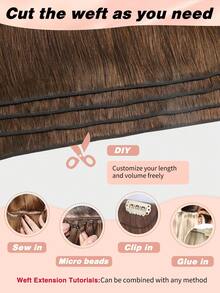 Seamless Natural Blending Brown 100g Sew In Hair Extensions Real Human Hair Black 22inch Remy Double Weft Hair Extensions For Volume And Length - S4 - View 3