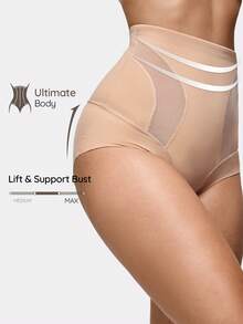 SHAPORA 1 pieza Bragas moldeadoras de cintura alta de unicolor para mujer - Albaricoque - Ver 1
