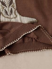 WESTFADE Cowboy Boot Contrast Stitch Sweater Vest Top, Country Style For Women - Coffee Brown - View 7