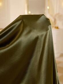 MuseNap CURVE Plus Size Faux Silk & Lace Trim Robe - Dark Green - View 7