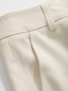DAZY Spring Summer Autumn High Waist Straight Leg Wide Leg Beige Solid Color Woven Loose Fit Women's Long Pants - Beige - View 7
