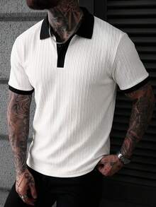 Manfinity Homme Camisa polo casual de verano para hombre con bloques de color y patchwork, formal - Multicolor - Ver 1