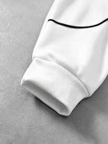 PAVTROS Men's Young Streetwear Striped Colorblock Double Layer Hooded Zip-Up Sweatshirt - White - View 4