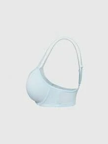 SHAPORA 3pcs Spaghetti Strap Solid Color Bras & Wireless Bras (Red + Dark Grey + Blue) - Multicolor - View 4