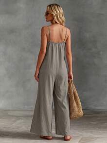 Faunlyn Women's Vacation Casual Floral Embroidered Spaghetti Strap Jumpsuit - Multicolor - View 3