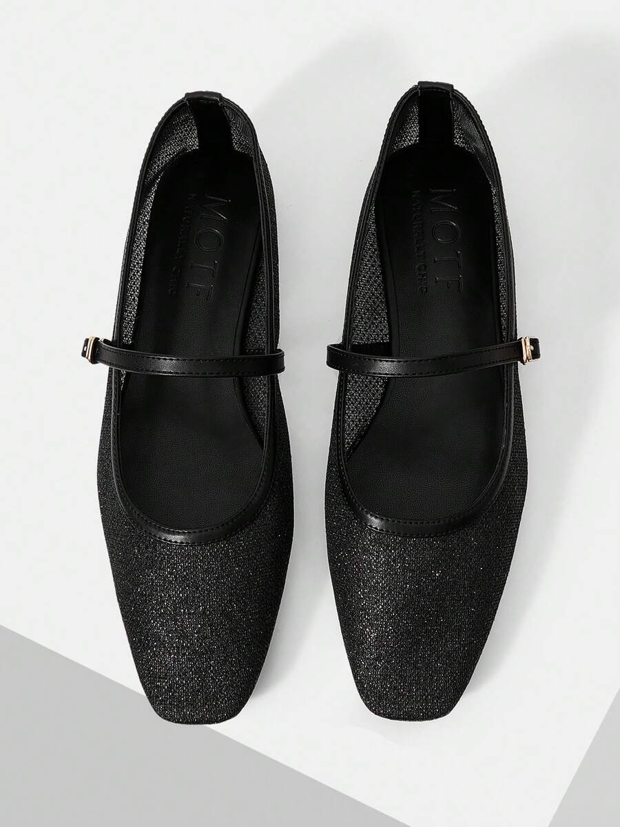 MOTF LADIES MESH FASHION FLAT SHOES - Premium Black - View 1