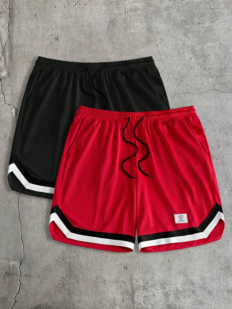 AXEPEAK Men's Plus Size Drawstring Waist Colorblock Casual Daily Shorts - Multicolor - View 1