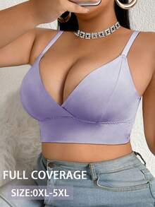 SHEIN 1 pieza Bustier minimalista y cómodo de unicolor para mujer de talla grande - Púrpura polvoriento - Ver 3