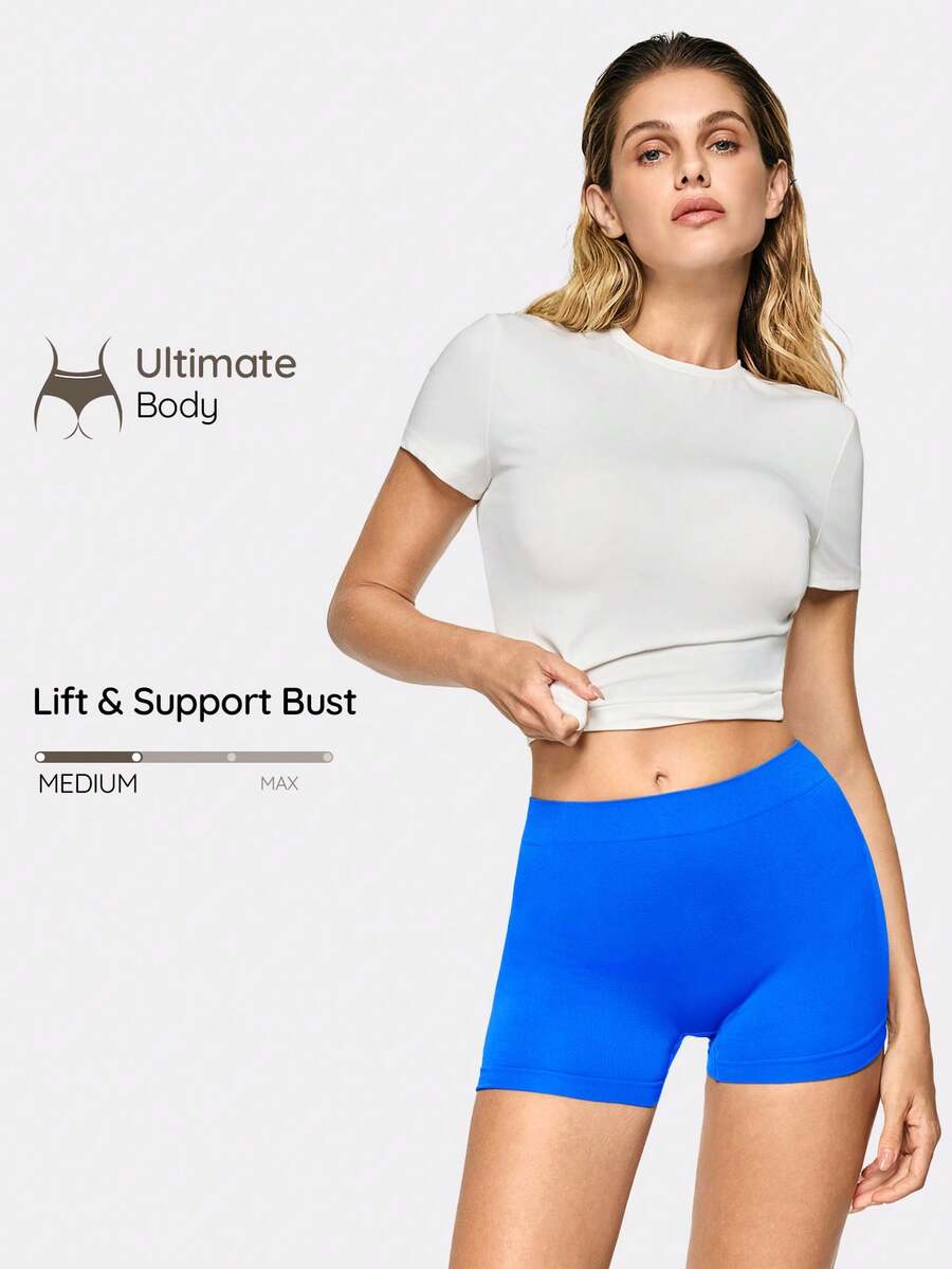 SHAPORA 2026 Hot Selling Women's Minimalist Solid Color Comfortable High Cost-Effective High Quality Seamless Safety Shorts, Single Pack - Blue - View 1