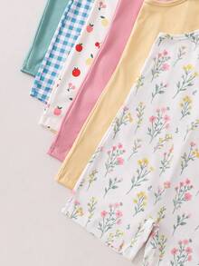[6pcs Randomly Send 2pcs]Girls Toddler Comfortable Sweet Cute Printed Knit Camisole Romper - Multicolor - View 6