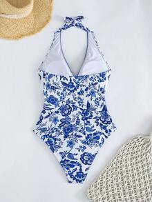 Swim Lushoire 新款女款數位印花連身泳衣 - 彩色 - 查看 2