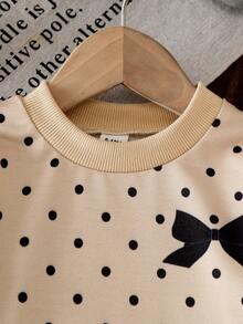 SHEIN Sweatshirt Bayi Perempuan Modis dengan Bordir dan Hiasan Renda di Bagian Bawah - Aprikot - View 8