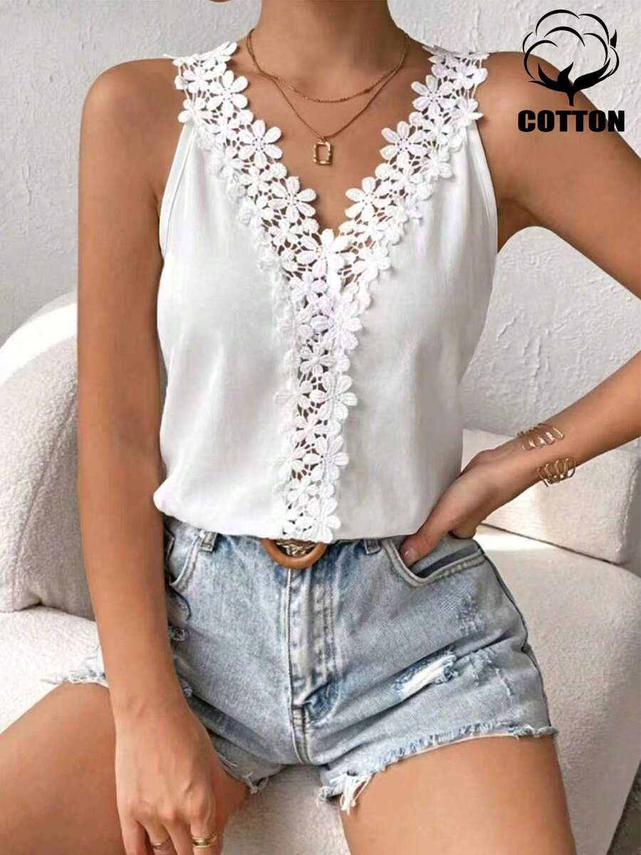 SHEIN Raffinéa ملابس علوية نسائية بتطريز كاجوال متعددة الاستخدامات للخروجات اليومية - أبيض - مشاهدة 1