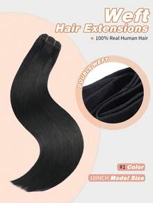 Seamless Natural Blending Jet Black 100g Sew In Hair Extensions Real Human Hair Black 22inch Remy Double Weft Hair Extensions For Volume And Length - S1 - View 2