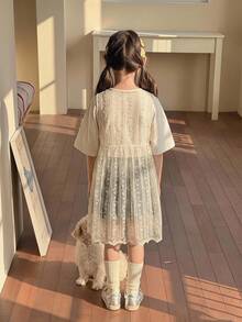 Dazy Kids 青少年女孩蕾絲休閒百搭日常外出襯衫 夏季 - 白色 - 查看 8