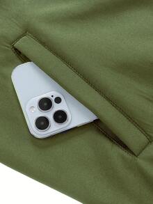 Manfinity Homme Men's Colorblock Long Sleeve Zipper Front Casual Baseball Jacket - Army Green - View 8