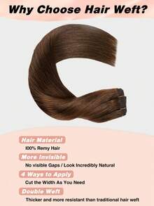 Seamless Natural Blending Brown 100g Sew In Hair Extensions Real Human Hair Black 22inch Remy Double Weft Hair Extensions For Volume And Length - S4 - View 4