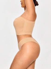 SHAPORA Plus Size Seamless Strapeless Shapewear Top Bandeau Bust Lifter - Apricot - View 5