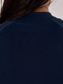 Musera Sport 縫線細節短版長袖全開襟立領夾克，適用於板式網球、網球、皮克球、健身房健身冬季穿著 - 寶藍色 - 查看 5