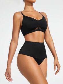 SHAPORA Conjunto Moldeador De Cuerpo Con Control De Barriga Y Empalme De Encaje Para Mujer - Negro - Ver 6