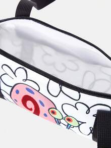 SpongeBob SquarePants | SHEIN 1pc Versatile Letter & Cartoon Pattern Shoulder Bag Suitable For College Students, Formal Events, Parties, And Daily Outings - Pearl White - View 8