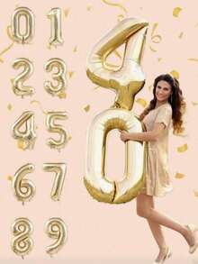 POKOJA LAND 1pc 40-Inch Large Platinum Number Foil Balloon, Suitable For Birthday, Wedding, Graduation, Anniversary, Proposal Decoration, Christmas, Birthday Decor - multicolor - View 15