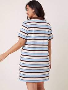 EMERY ROSE Große Größen Sommer Lässig Gestreiftes Kleid - Verschiedenfarbig - Übersicht 3