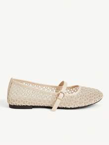 CUCCOO CHICEST Nuevos zapatos planos de mujer con punta cuadrada de malla color albaricoque, cómodos, suaves y sencillos para ir al trabajo - Albaricoque - Ver 3