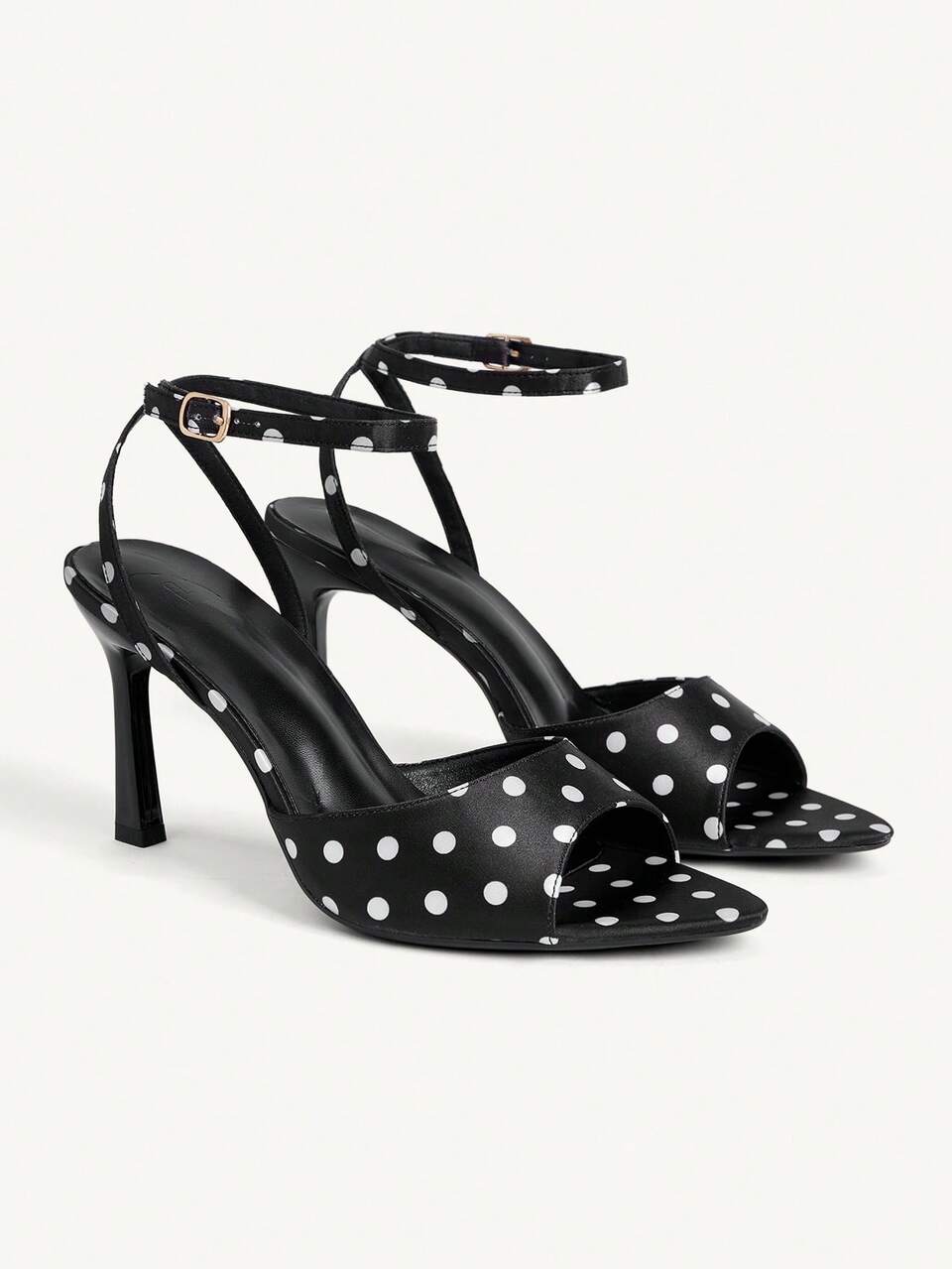 CUCCOO CHICEST Women Shoes Spring And Summer New Black Polka Dot Piece Open Toe Women's High Heel Sandals Fashion Comfortable Versatile Elegant Sexy Party Banquet