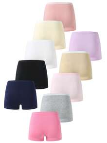 [6pcs Randomly Sent]All Season Pure Cotton Skin-Friendly Classic Solid Color Basic Hipster Briefs For Girls - Multicolor - View 2