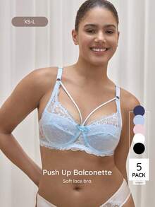 Bralution Set de 5 sujetadores de lencería con aros de mujer regulares - Multicolor - Ver 5