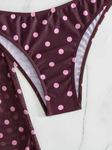 Costavie Vacation Beach Polka Dot Print 3 PiecesSeparates Swimsuit - Multicolor - View 6