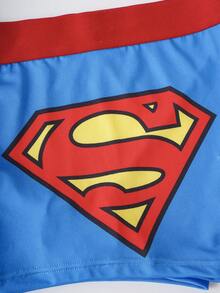 SUPERMAN X SHEIN Men's Personalized Cartoon Pattern Boxer Briefs - Blue - View 5