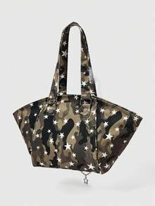 ROMWE Goth An American-Style Retro Camo Shoulder Bag With Star-Patterned Chains, Lace, And A Bow Embellishment For The Armhole. - Multicolor - View 5