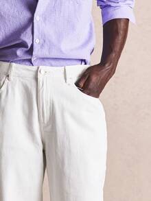 Musero Pantalón vaquero de pierna recta con cierre de botones y detalle de trabillas para cinturón, esencial para primavera y verano - Beis - Ver 5